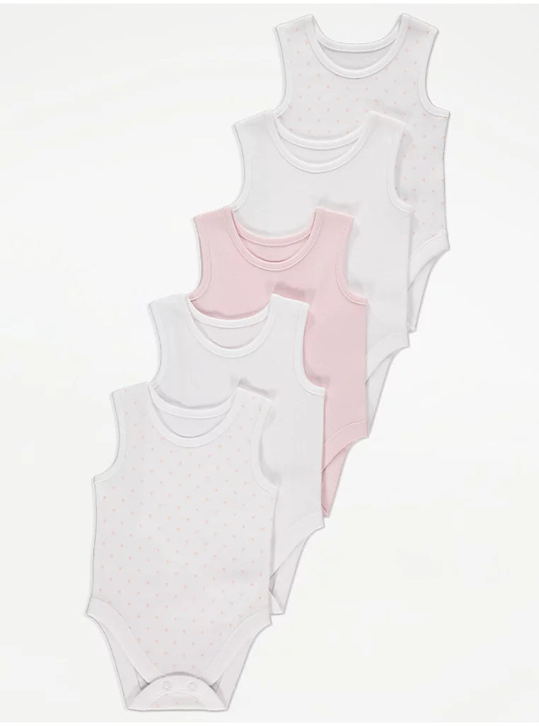 Blue Sleeveless Bodysuits (5pks)